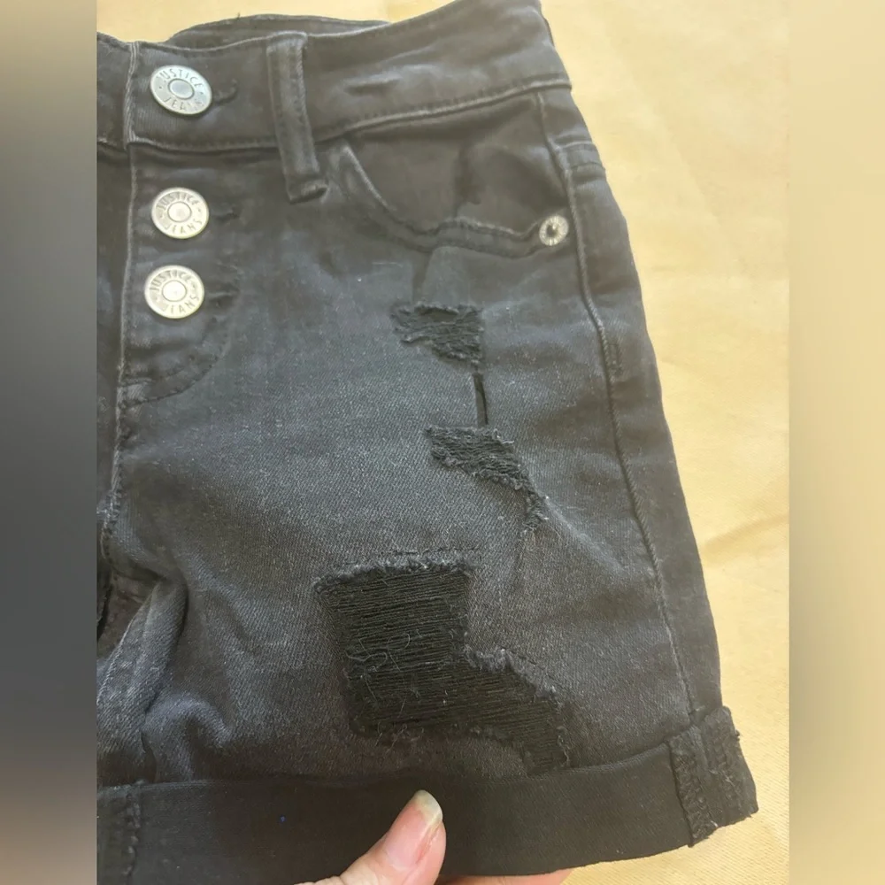 Justice‎ Black Distressed Denim Jean Shorts